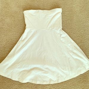 small strapless white summer sundress